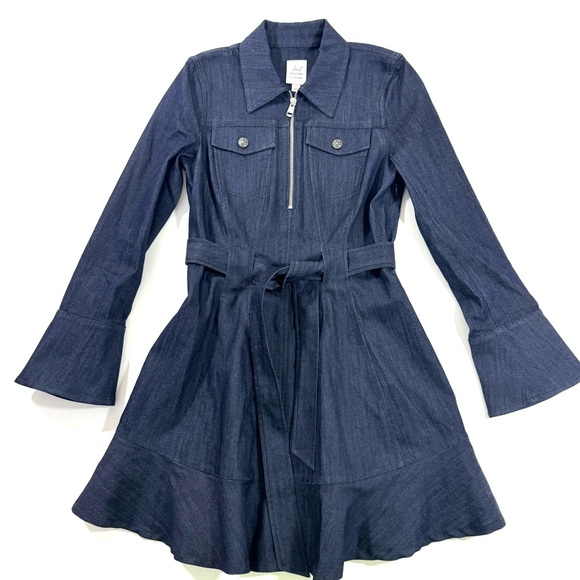 Cinq A Sept Violet Mini Denim Dress Size 4 Long Sleeve - Picture 2 of 9